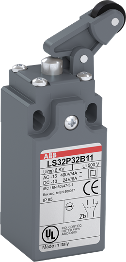 ABB - Eindeloopschakelaar Ls30 Serie 30Mm Kunststof Beh., Iso 16, Rol Hefboom Verti., 1No/1Nc Plotse Actie - 1SBV010332R1211-E⚡shock