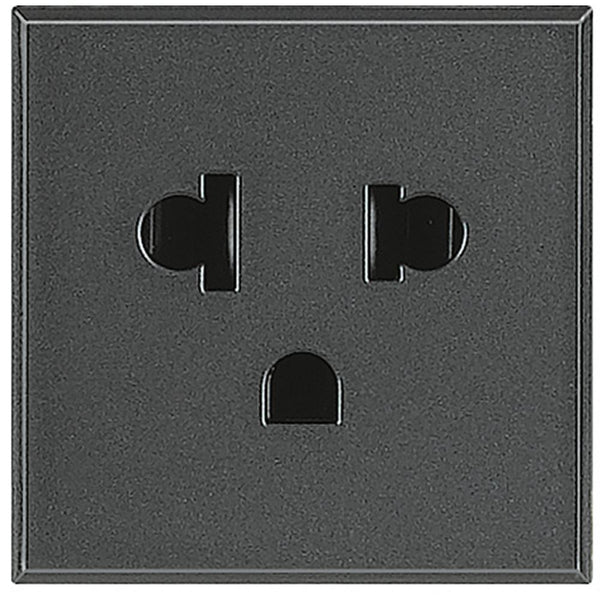 BTICINO - AXOLUTE STOPCONT. 2P 16A/127V USA/EURO DONKERGRIJS 2 MODULES - HS4126-E⚡shock