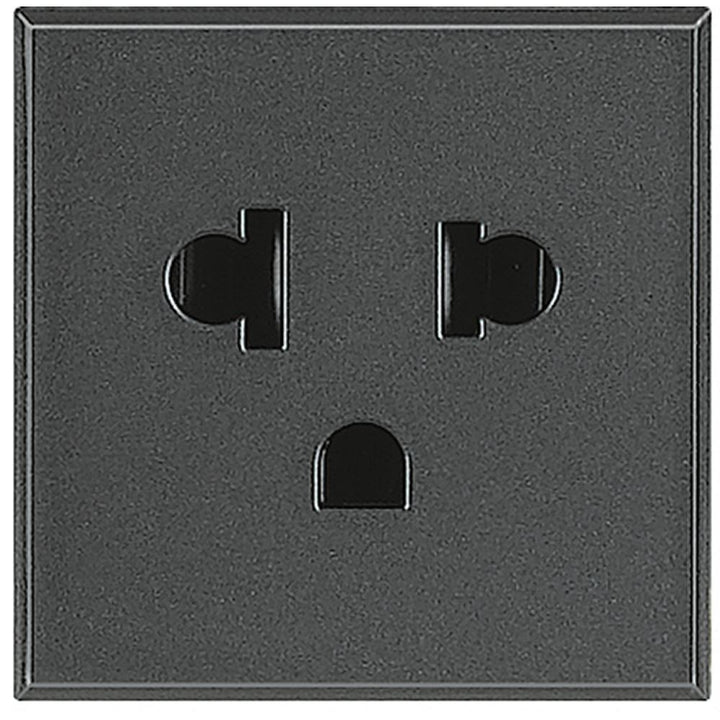 BTICINO - AXOLUTE STOPCONT. 2P 16A/127V USA/EURO DONKERGRIJS 2 MODULES - HS4126-E⚡shock