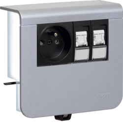 Hager - Apparatuurhouder met stopc. 2 P + A, 2 x RJ45 Cat 6, decorkleur aluminium - SL20055920FD1-E⚡shock