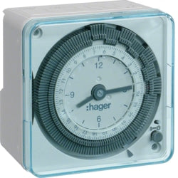 Hager - Schakelklok opbouw 24u+7d - 1 kring - Z/Res. - EH770-E⚡shock