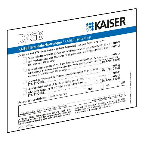 Helia - Brandbeveiliging kentekenschild talen D/GB/FR/I voor alle KAISER-Schotten - 9473-91-E⚡shock