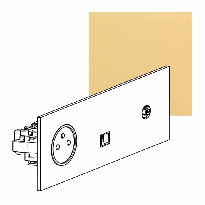 Legrand - ART Stopcontact 2P+A +TV +RJ45 FTP épure Gespiegeld goud - AR67737-E⚡shock