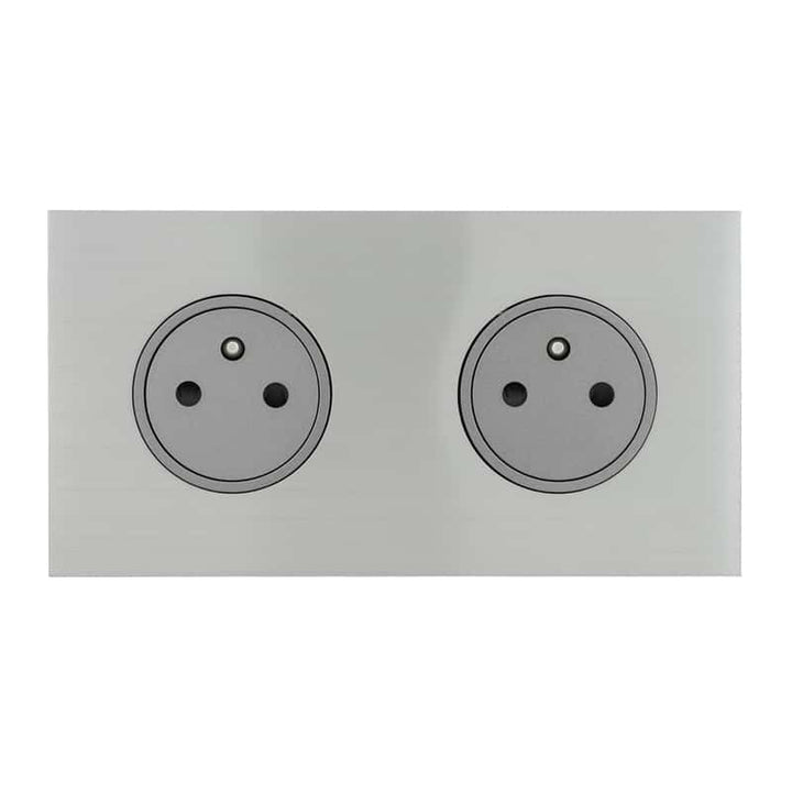 Legrand - ART Stopcontact 2x2P+A vlak 16A - épure Geborsteld staal - AR67432-E⚡shock