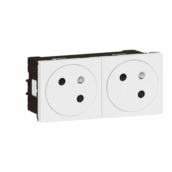 Legrand - Mos.Link Stopcontact 2x2P+A vlak 45°-4 mod wit - 077142L-E⚡shock