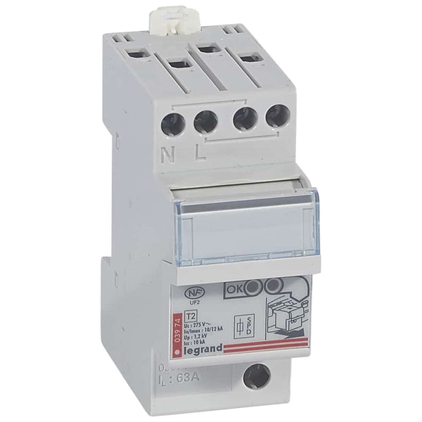 Legrand - Overspan. T2+T3 beveiligd 1P+N Icc 10 kA - 1.2 kV - 2 mod. - 003971-E⚡shock