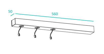 teco - Rechthoekige Basis 560x50x40 voor TECO LED NAULA Wit 3x10W Dim - TLC330XW0DSS-E⚡shock