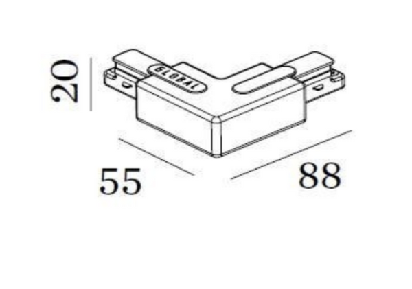 Wever & Ducré - 1-Fase Track L-Connector Links Zwart - 90014025-E⚡shock